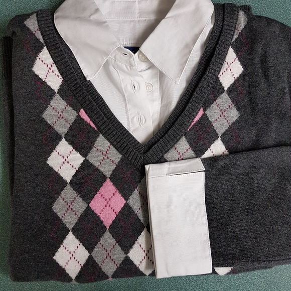 Petite Argyle Layered Sweater - Picture 2 of 6